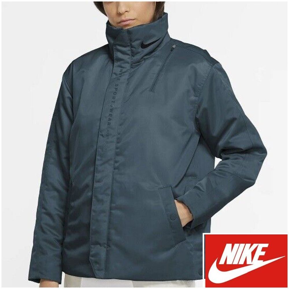 Women's Nike Sportswear Synthetic-Fill Jacket Coat‎ CU5831-010 Blue Size LARGE